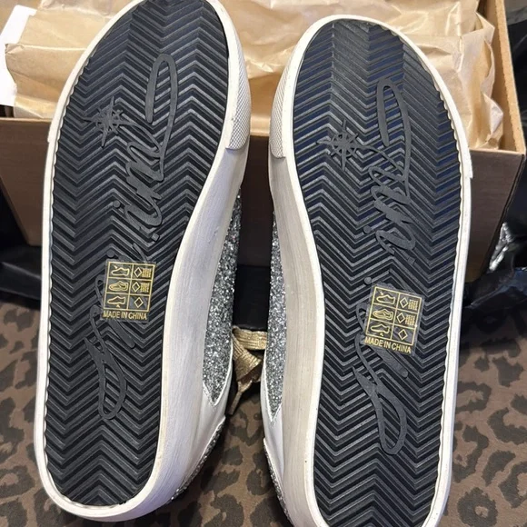 Women's Glitter Sneakers - Silver and White - Picture 5 of 8